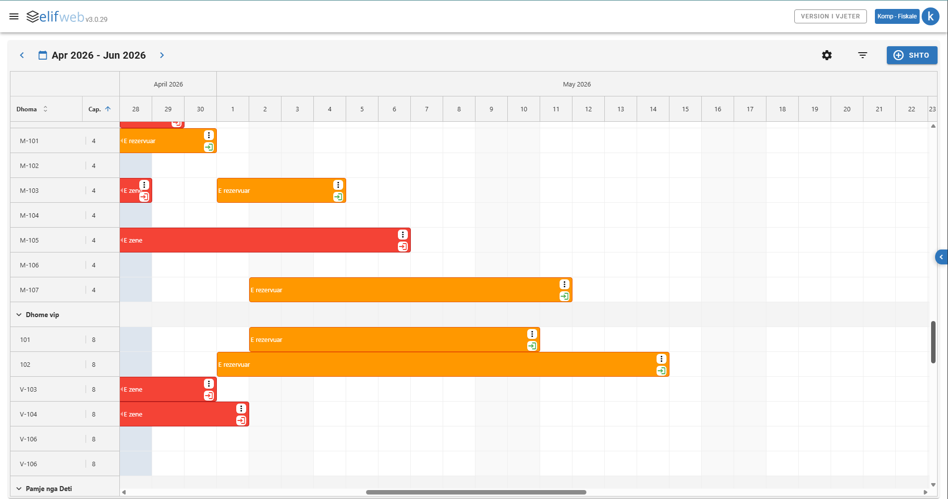 Elif Hotel Calendar